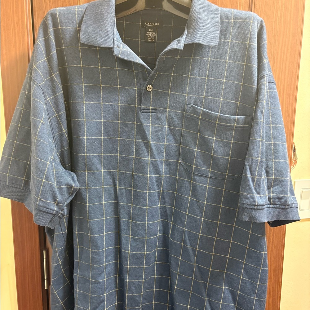 Van Heusen Navy Checkered Men's Polo Shirt